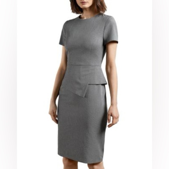 Ted Baker Gray Janza Tailored Asymmetric Dress Size 3 - Picture 1 of 7